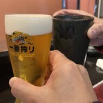 旬菜魚匠かせん - 生ビール・ホット烏龍茶