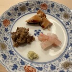 鮨 みやした - おつまみ、ホタルイカのなめろうが初体験