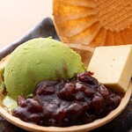 Bean jam, butter and matcha ice cream monaka