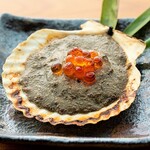 Grilled scallop and crab with miso sauce