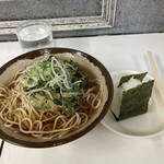 立食いそば処 きそば - 春菊天そば＆鮭おにぎり