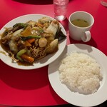 南海飯店 - かたい焼ソバ＋ライス