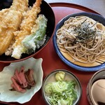 サガミ - 真あなごと大海老天丼と麺 1750円