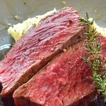 Beef skirt Steak with red wine and balsamic sauce