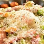 Caesar salad with soft-boiled egg and southern island bacon