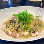 ピッツエリアバール　CACTUS　D'ORO - ・九条ねぎとタコぶつの和風ペペロンチーノ　スパゲティ