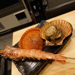 三毎 - ヒオウギ貝と赤海老セット