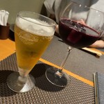 鯛めしと炭焼き たつあん - ビール(小)、大人のぶどうジュース(ワイナリー監修)