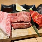 Nikushou Michiba - 塊肉三種盛り合わせ、厚切り和牛リブロース、花咲特上牛タン、厚切りハラミ