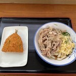 手打麺や 大島 - 肉ぶっかけセット、準備完了の様子(´∀｀)