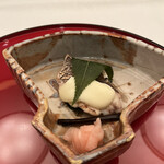 Kyouhantei - 会席 月 ７７００円。鯛桜焼。クリームチーズと合わせてあります。