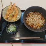 ゆで太郎 - 温そばとミニ三海老天丼セット