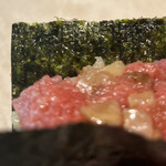 Sushi Nikko - おまかせ１２０００円。トロといぶりがっこの組み合わせです。普通の沢庵の方が好きかも。