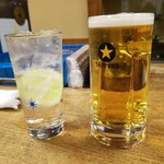 一月家 - 生ビールと連れのレモンチューハイ(濃い)