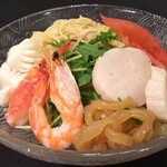 Cold soba noodles with seafood