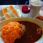 喫茶チロル - 玉子サンド（ハーフサイズ）＆カレーライス（スクランブルエッグのせ）＆バナナジュース③