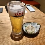 馬肉料理 茨城地酒 一九 - アサヒスーパードライ　620円＋お通し　380円