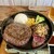 グリル フクヨシ - 料理写真:◉とろけるハンバーグと熟成ハラミステーキのコンボ
          サイズはM (Hamburg 150g + Steak 80g) 
          
          ◉ ライス・千切りサラダ・スープセット（食べ放題）