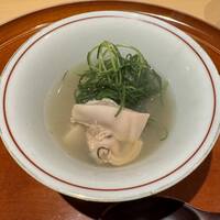 銀座 しのはら - はまぐりとおかひじきの焚き合わせ、お出汁も頂きました