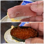うみおと - 上 鮪中とろ
下 イクラの軍艦