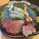 ふじわら - 造り盛り(ヒラメ、石鯛、ブリ、鬼エビ)