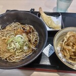 ゆで太郎 もつ次郎 - 朝そばセットに海老天クーポンで480円税込み