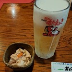 Akatanuki - 生ビール580円　お通し380円