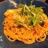 La Pausa - 日替わりパスタの「いかと水菜のペペロンチーノ柚子胡椒風味」を大盛にしてドリンクバー＆ミニサラダ付きで1,150円也。