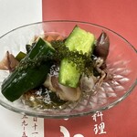 季節料理 みかみ - 写真では隠れていますが、帆立貝を50度の低温で調理したものは味が凝縮しており、歯応えもバツグンでした。