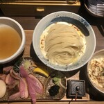鴨出汁中華蕎麦 麺屋yoshiki - 特製鴨クリーミー塩つけ蕎麦＋鴨リゾット