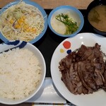松屋 - カルビ焼肉W定食(1,030円也) 本日限定肉の日W‥