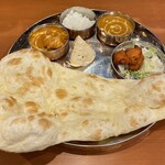 Mini Nepal Restaurant & Bar ALISHA - Ｂランチ 
                      (日替りカレー(ダル豆とチキン)･キーマカレー(激辛)･ 
                       ナン･ライス･パパド･チキンティッカ)