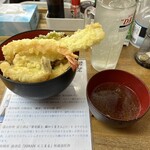 魚庭本店 - ダントツ天丼、チューハイグレープフルーツ