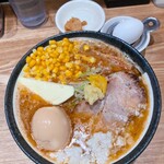 浅草 熟成味噌らーめん のりあき･美々 - 熟成味噌らーめん 味玉　@1,250                                       バター&コーン  @250