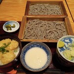 Gomasaba Takadaya - ごまそばと小海老天のゆず塩だれ小丼セット(とろろトッピング)