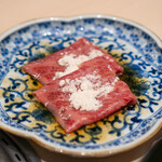 Nishi Azabu Kenshirou - 和牛サーロインの焼きすき焼き～春菊と温泉卵～