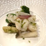 桃花春(神戸メリケンパークオリエンタルホテル) - 大海老、イカ、季節野菜の炒めあおさのりの香り