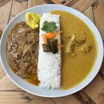 Spice Hut - 2種盛り合わせ(レモンチキンカレーとプルドポークカレー選択、ご飯の量は中選択)¥1400