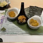 恵比寿 鮨 おぎ乃 - ウニ食べ比べ3種