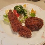 ハチロー - カニクリームコロッケと魚フライ