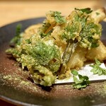 洋食 おがた - たけのこと山菜フリット 木ノ芽と山椒塩
