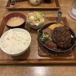 hamba-gusemmontenhassaku - 近江牛ハラミ焼肉＆ハンバーグ定食 りんごとオニオンの和風ソース