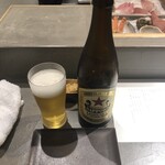 立食い鮨 鮨川 - ビール中瓶 赤星(サッポロラガー)