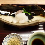 天神橋 青木 - お造り<ひらめ、はりいか>