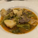 ヴィア パーチェ - ランプレドットと菜花、ジャガ芋のインウミド