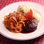 Ginza Franceya's special Hamburg and Neapolitan pasta platter