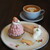 カフェのある暮らしとお菓子のお店 - 料理写真:桜モンブラン（900円） 桜チーズケーキ（700円） カフェラテ（700円）
