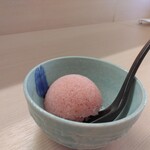 蕎麦処たけだ - 苺のシャーベット、苺の甘みと爽やかな酸味。美味♬