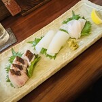 和彩むねや - ヒメカサゴと剣先イカとイサキのお刺身