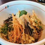 Teuchi Soba Udon Awaya Shouan - またひやしたぬきぶっかけ。細めの蕎麦と辛めの汁がお気に入り。なんといっても出されるお水がおおっと思うほど美味しい。みなさん普段からこんなお水飲んでいらっしゃるのかなぁ、うらやましい